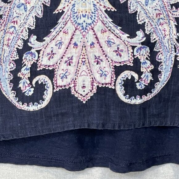 Chico's Shirt Women 1 (US M/8) Blue‎ Multicolor Print 3/4 Sleeve Linen C14 - Picture 5 of 12